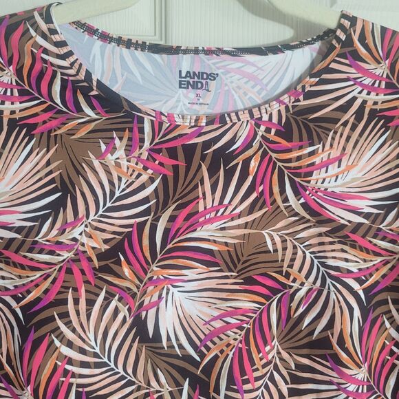 3 Land's End Floral Rash Guard Shirts Women's XL Short Sleeve Tropical Beach - Picture 13 of 15